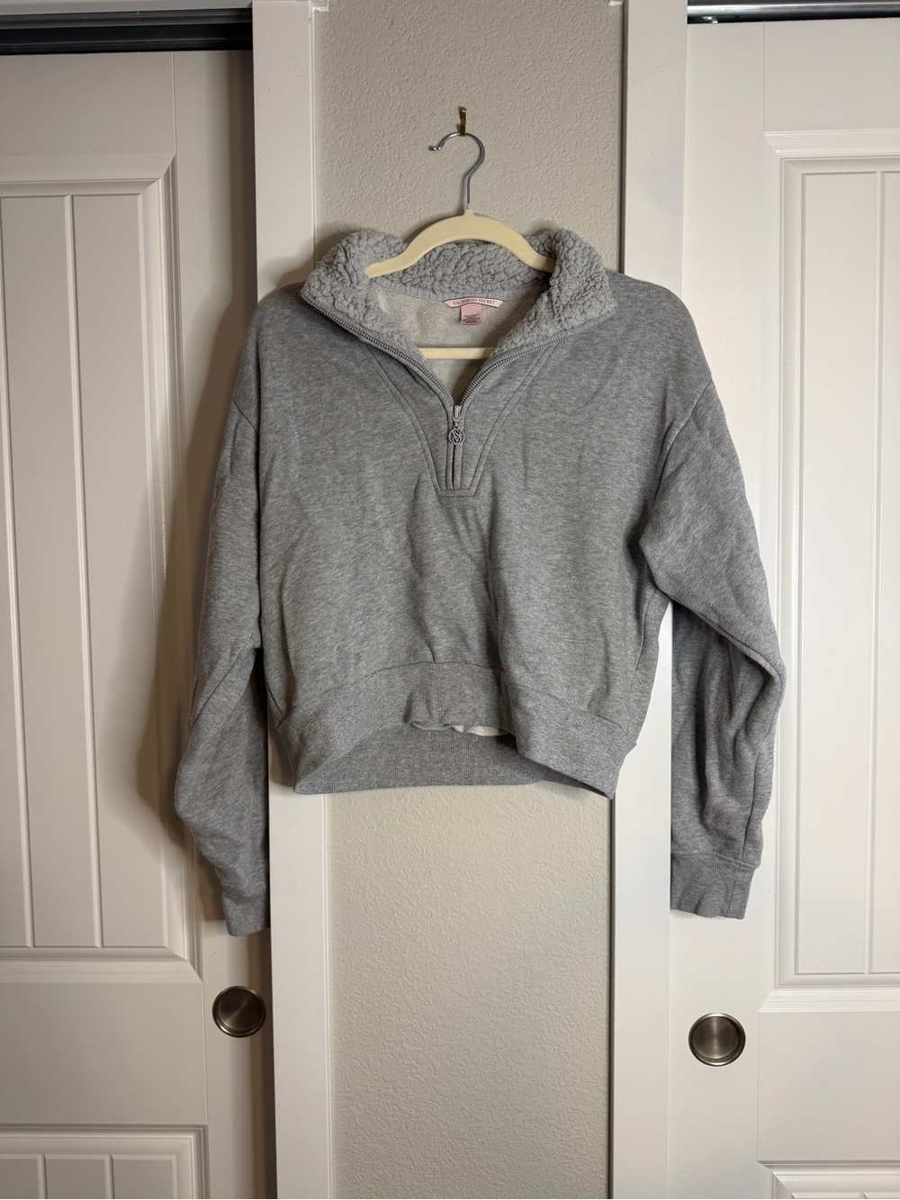 Victoria's Secret Light Gray Sherpa Half-Zip Pullover - Picture 2 of 3